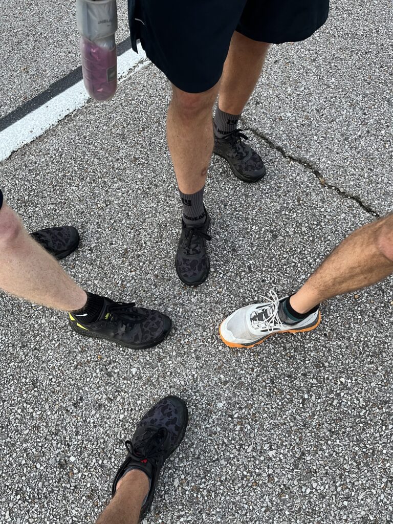 group of men with goruck shoes for working out