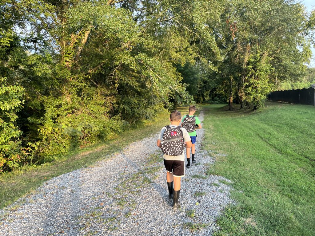 boys in woods with kr1