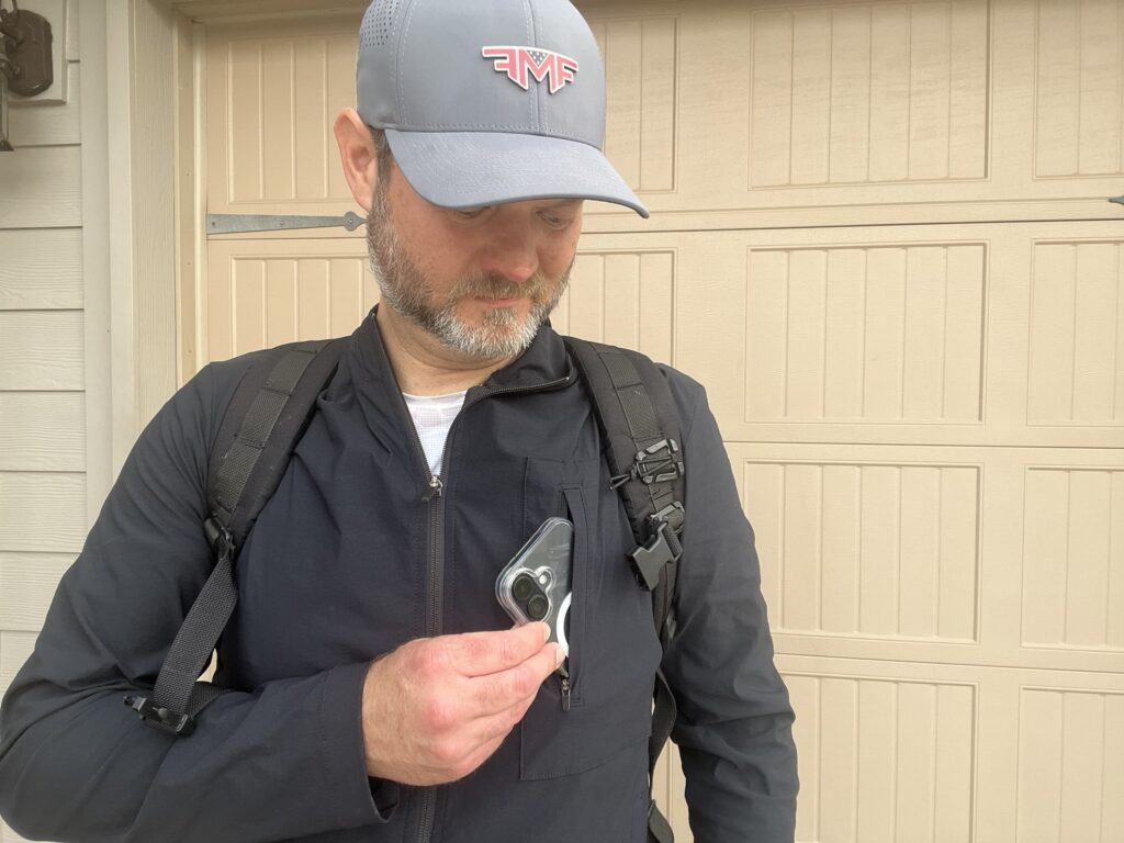 phone in goruck challenge windbreaker