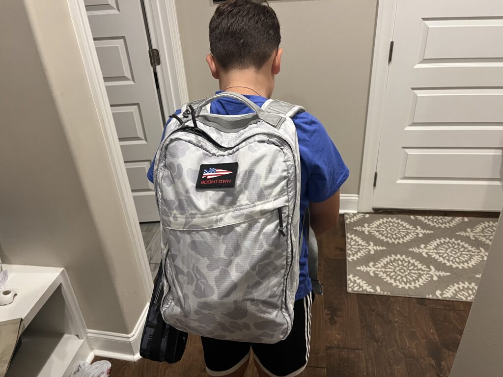 boy wearing GORUCK GR1 to school