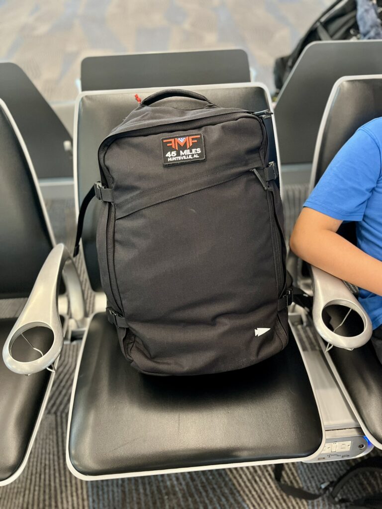 GORUCK GR3 in airport seat