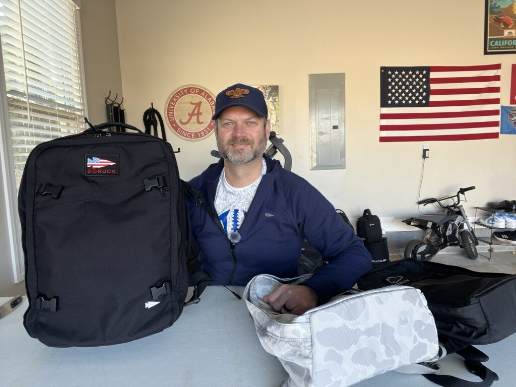 GORUCK GR3 review in garage